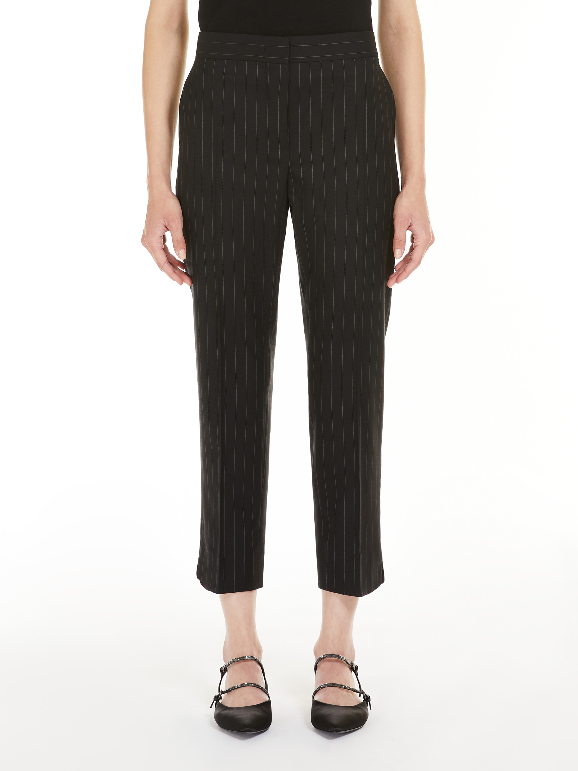 Max Mara Pinstripe Pants In Black