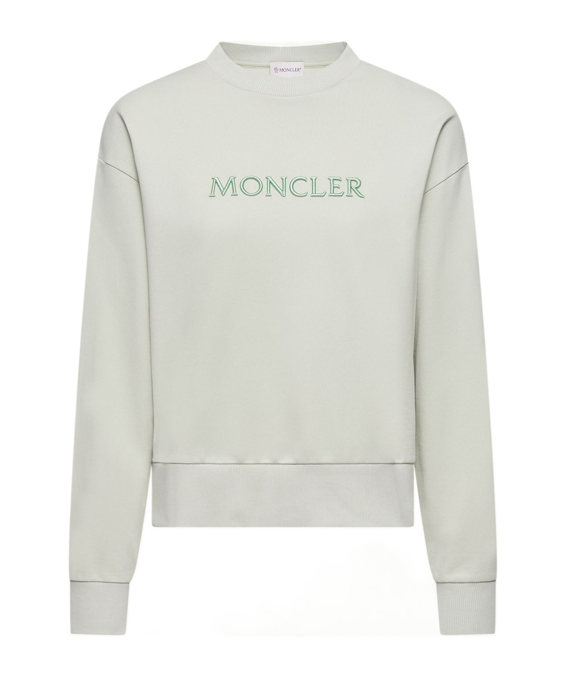 Moncler Embroidered Logo Cotton Sweatshirt In Green