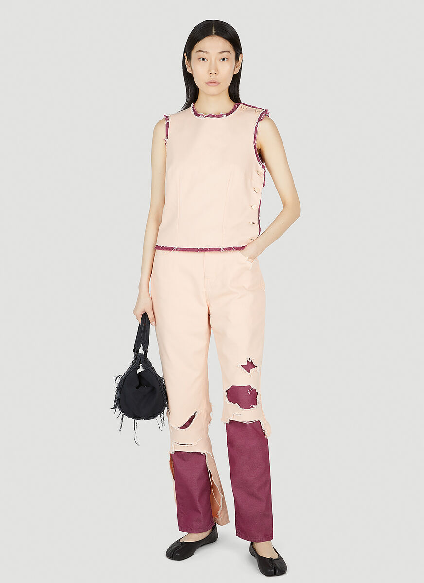 Raf Simons Layered Cotton Jeans In Nude