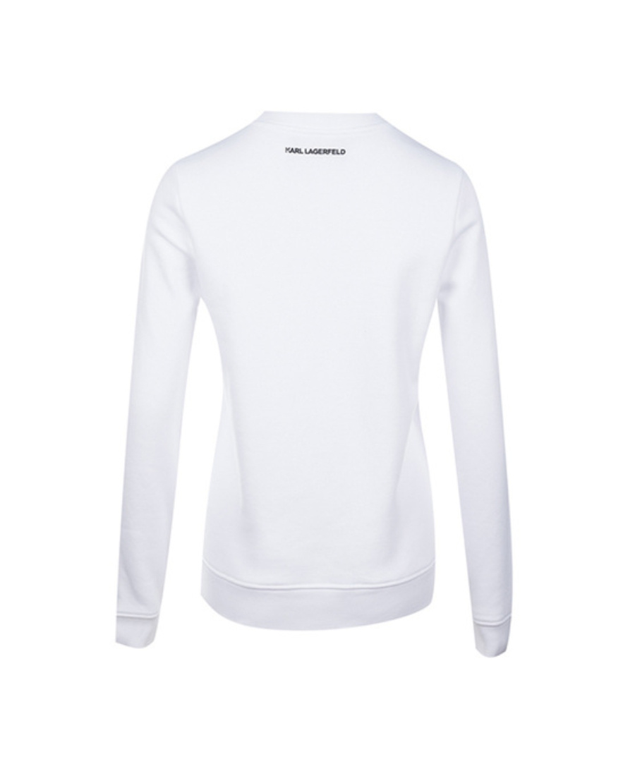 Shop Karl Lagerfeld Embroidered Velvet Hoodie In White