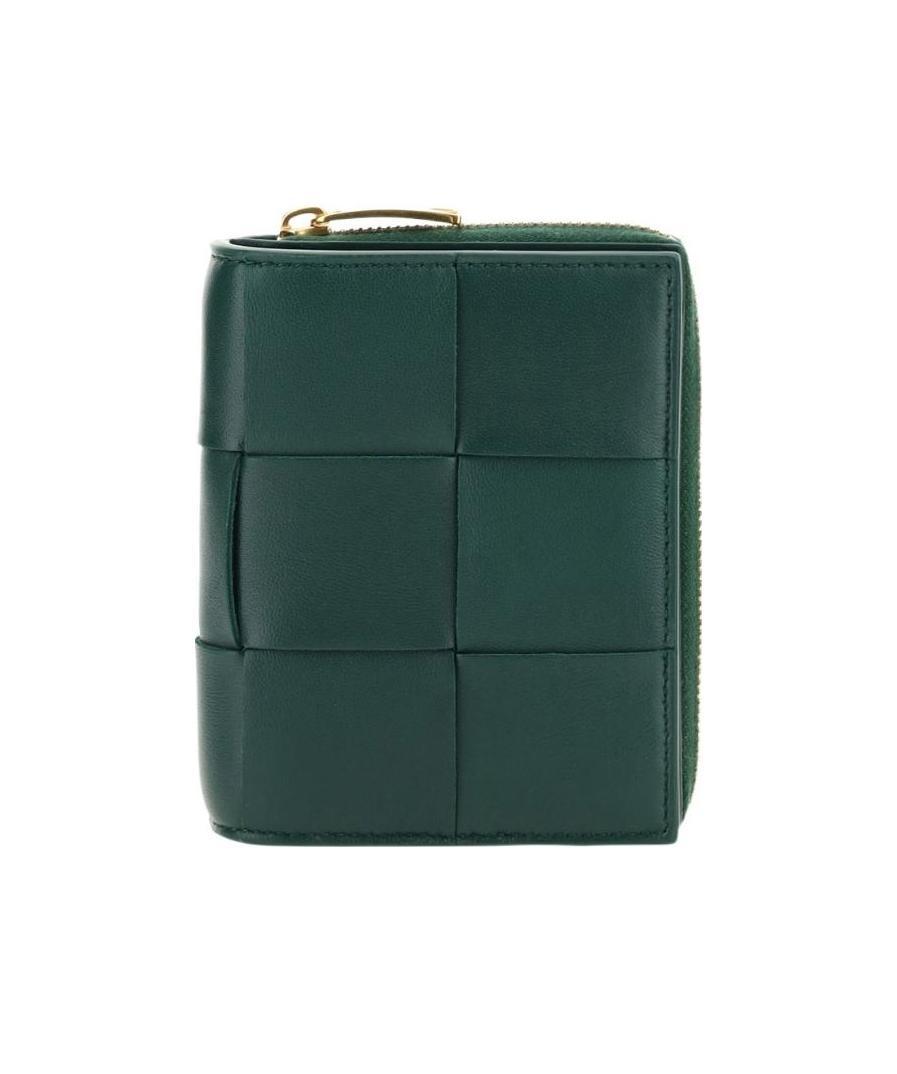 Bottega Veneta Double Fold Zipper Purse In Green