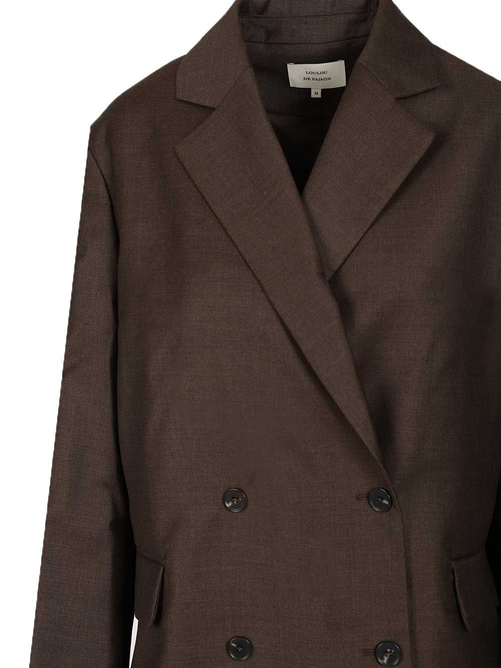 Loulou Studio Long-sleeved Suit Jacket In Brown