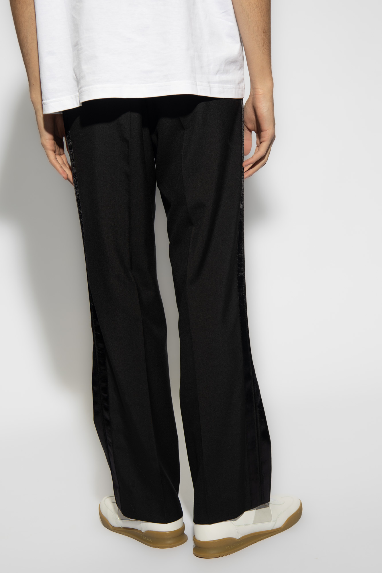 Marni Satin-stripe Trim Trousers In Black