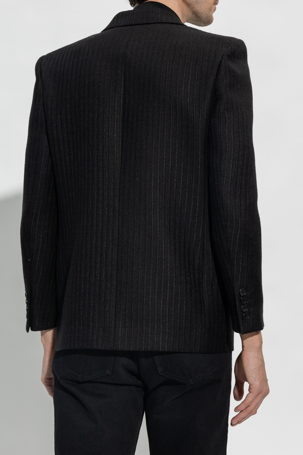 Saint Laurent Single-breasted Button-fastening Jacket In Black