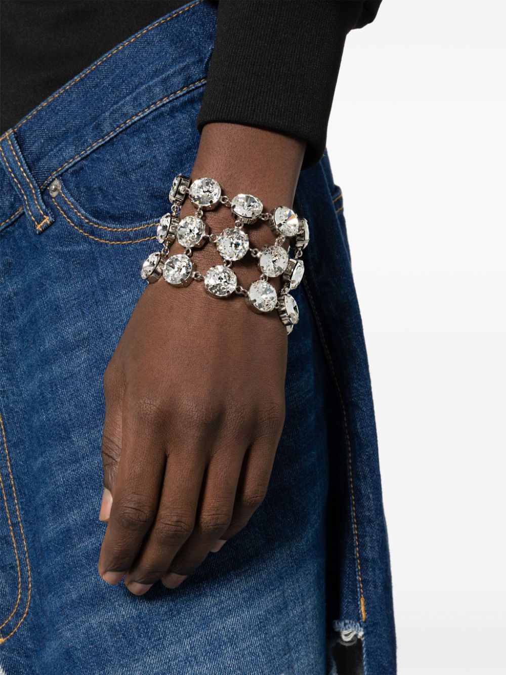 Moschino Glass Crystal-embellished Bracelet In White