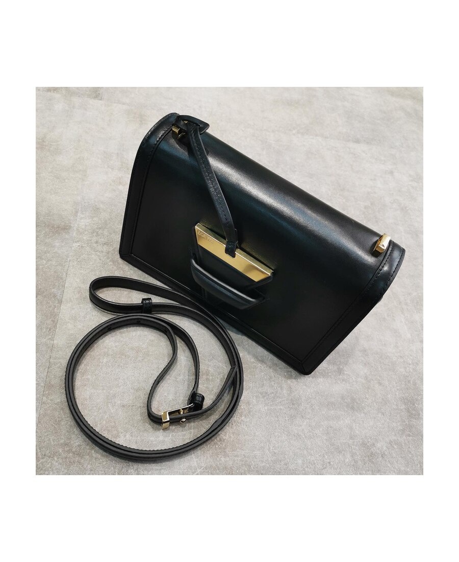 Loewe Barcelona Logo Engraved Shoulder Bag In Black
