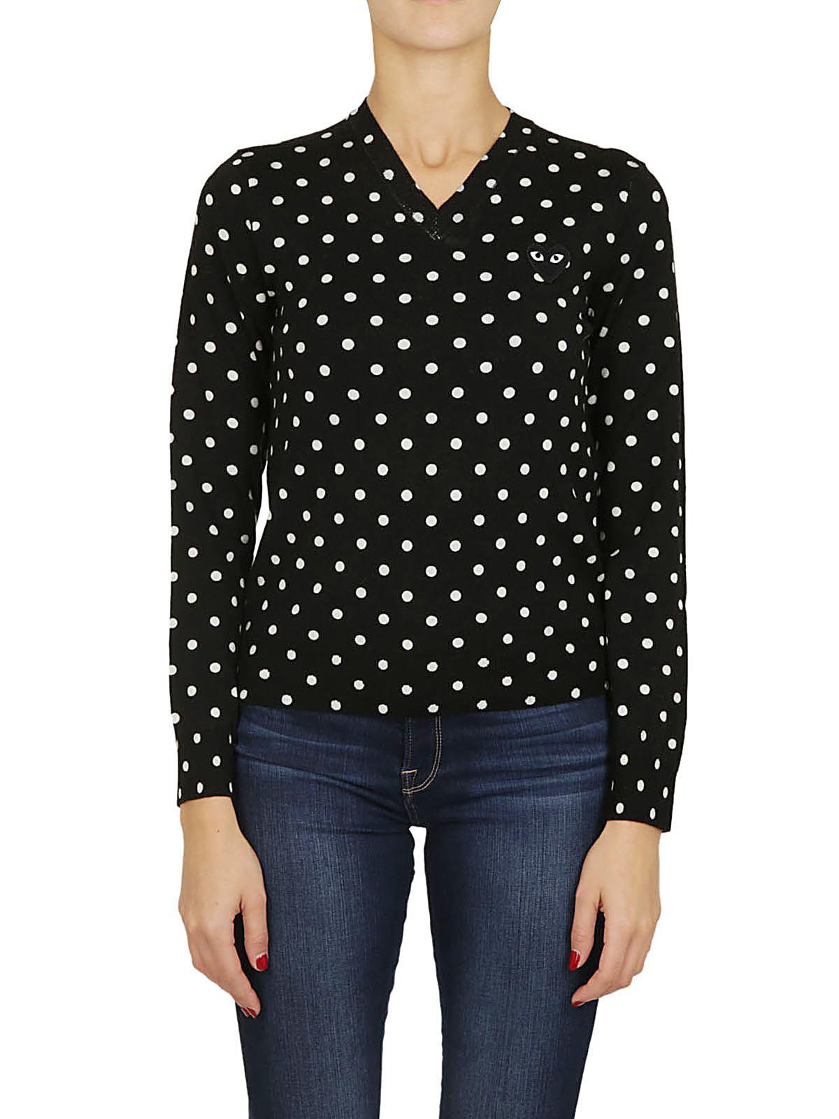 Shop Comme Des Garçons Play Polka Dot Knitted Sweater