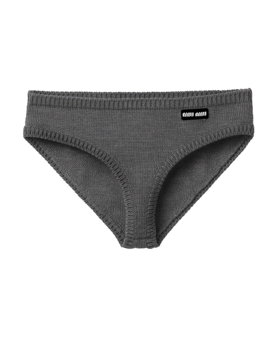 Miu Miu Plain Knitted Cashmere Underwear In Gray