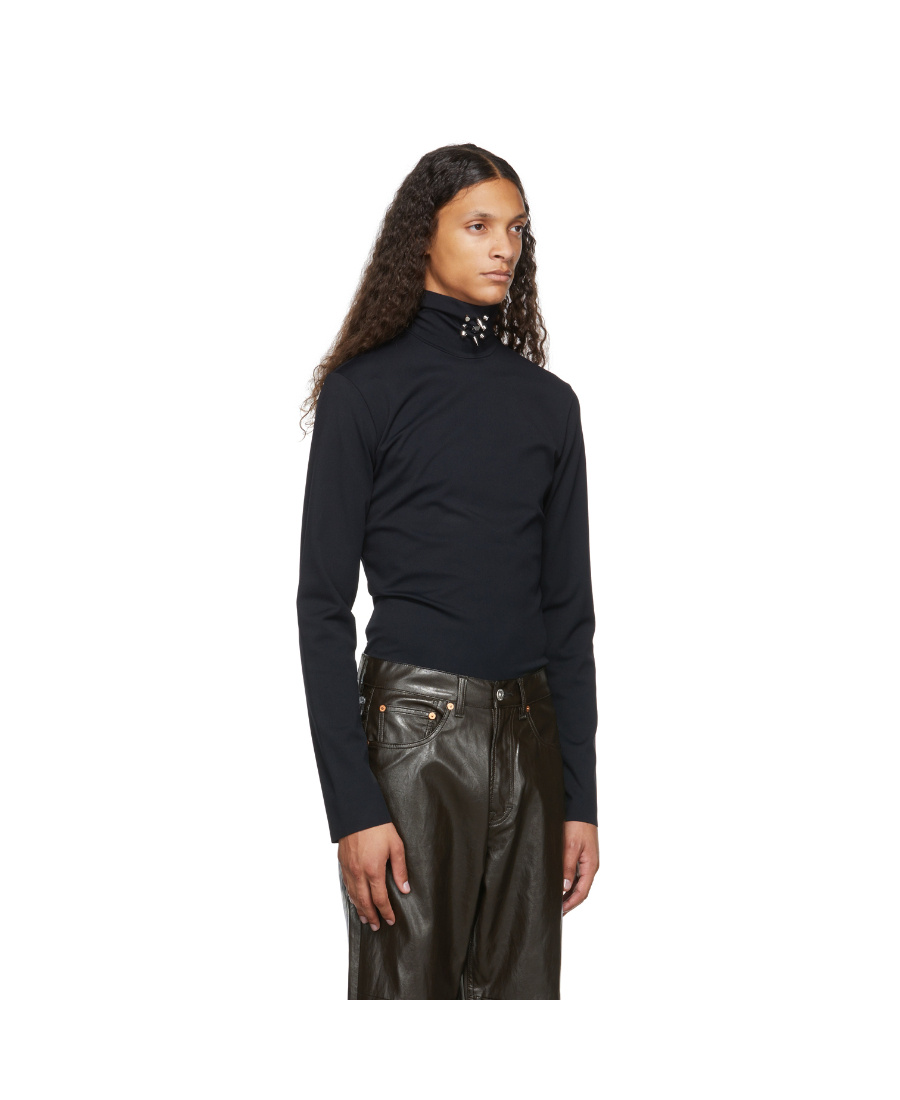 We11 Done Black High-necked Pullover In Black
