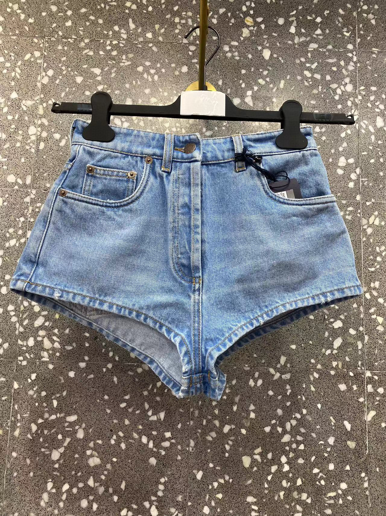Prada Women Shorts Mini Denim In Blue