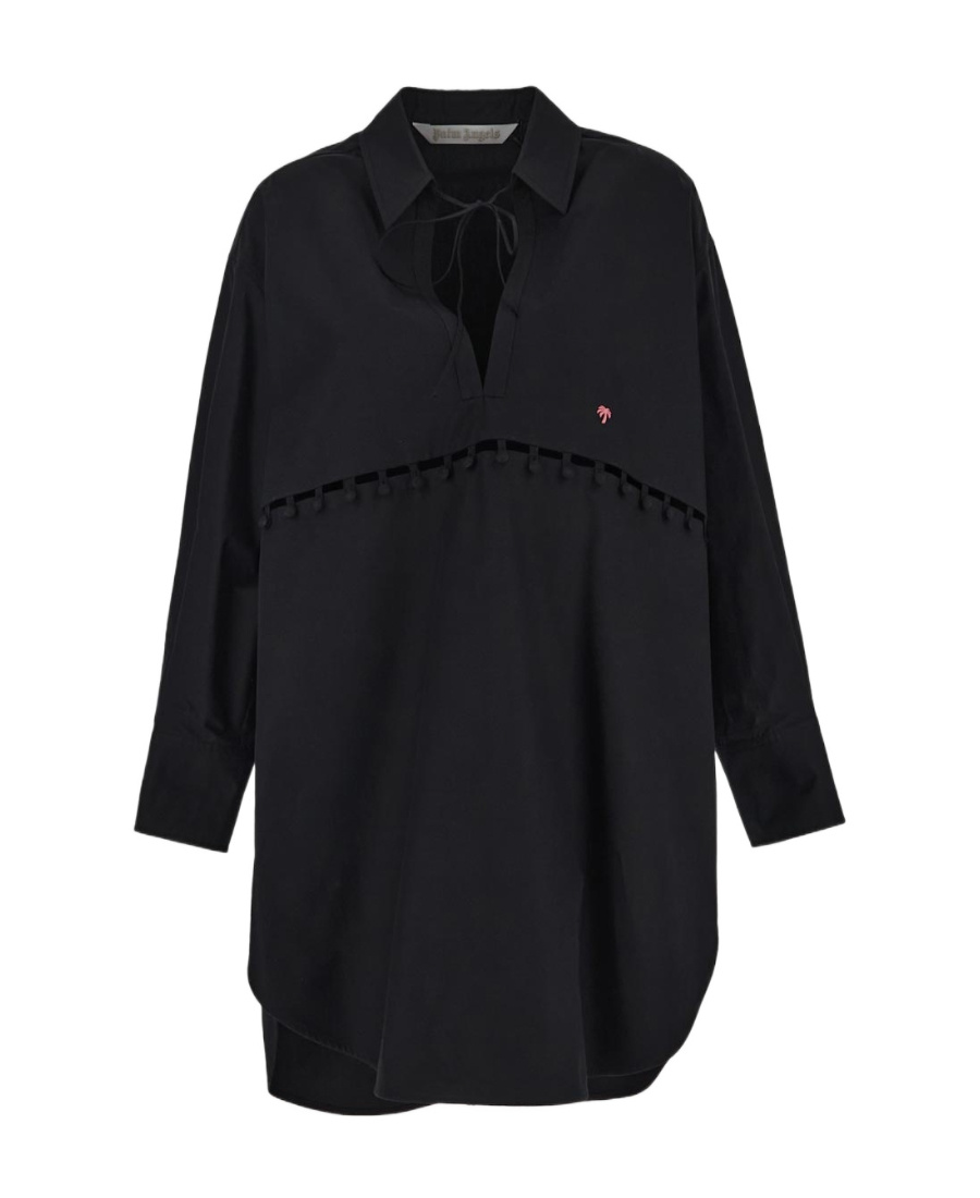 Palm Angels Buttons Detail Shirt Dress In Black