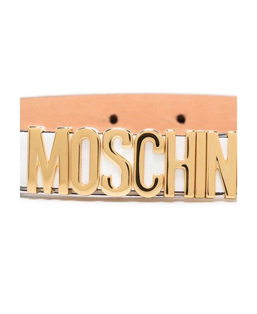 Moschino Logo Buckle Belt In Nude