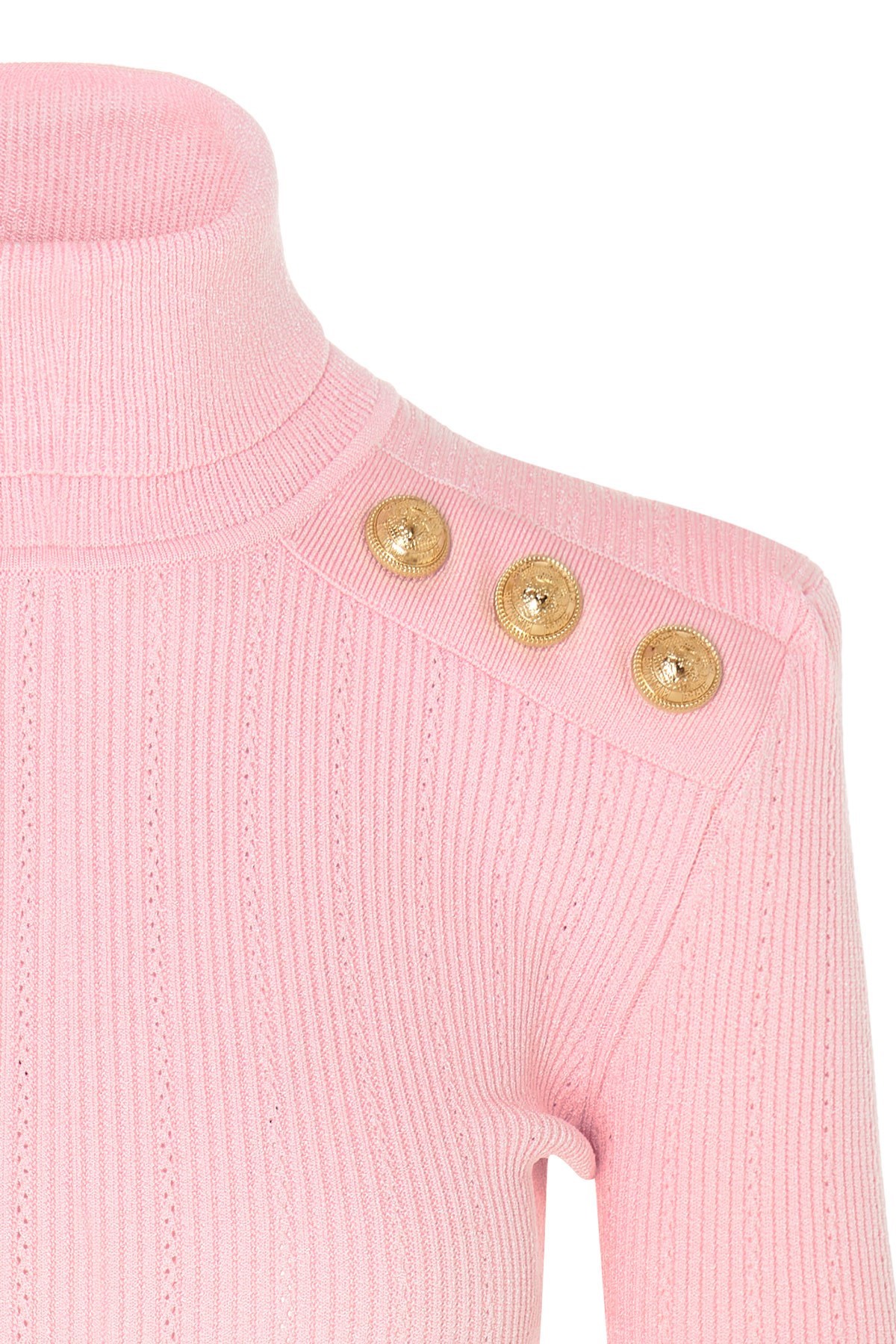Balmain Ribbed-knit Jumper In Pink