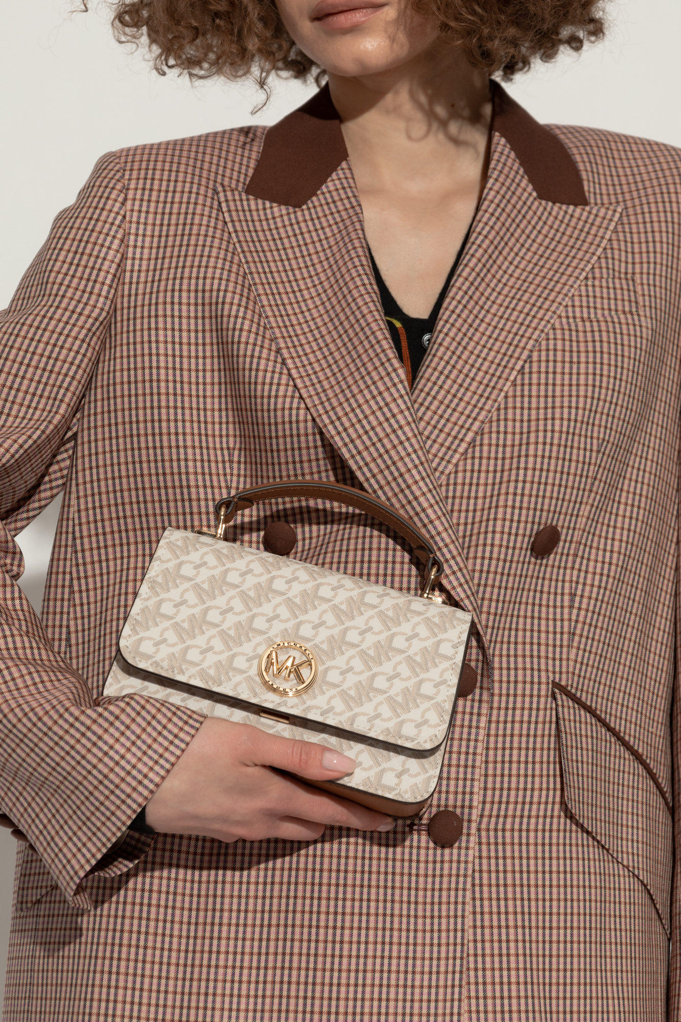 Michael Michael Kors Monogram Logo-plaque Tote Bag In Nude