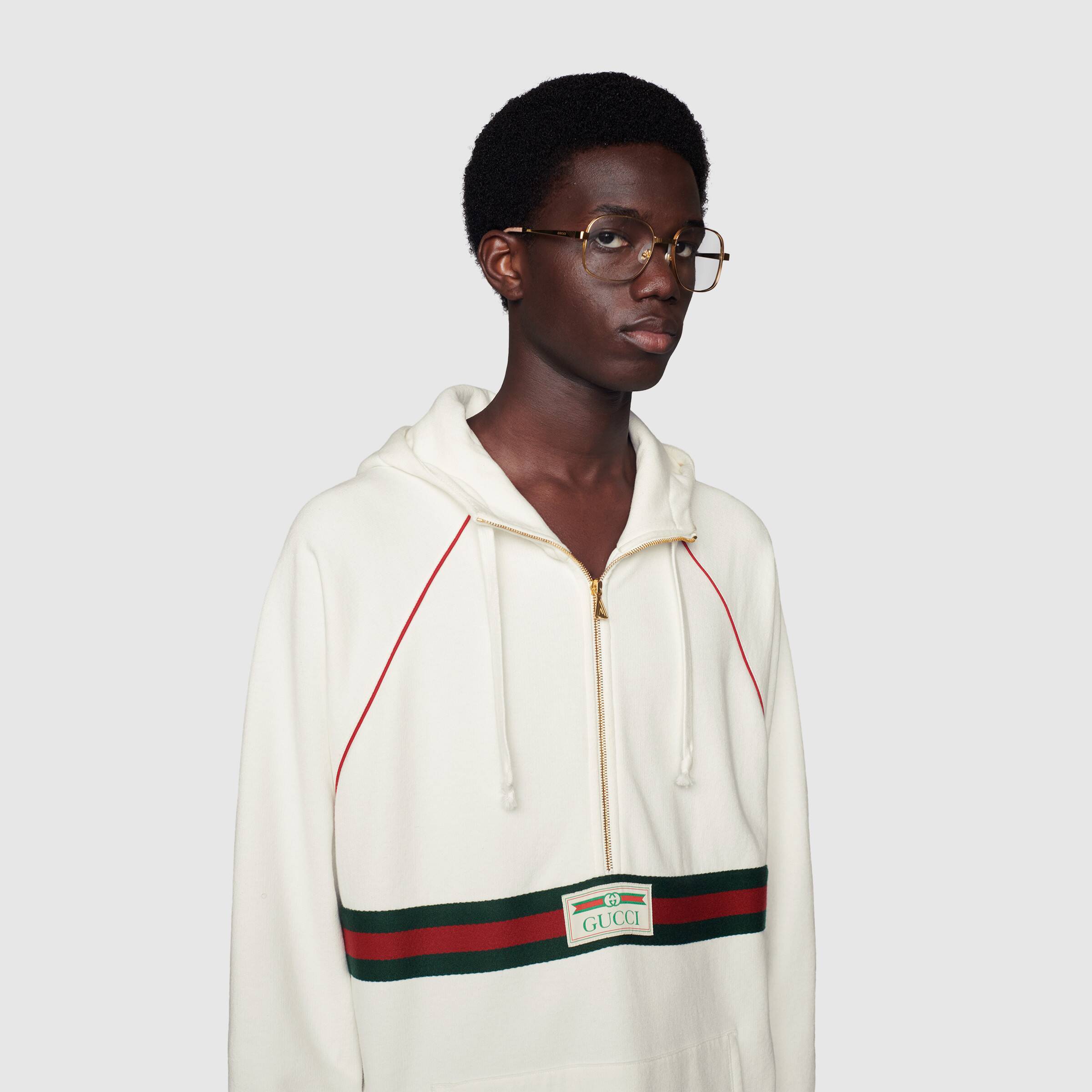 Gucci Web Stripe-print Hoodie In White