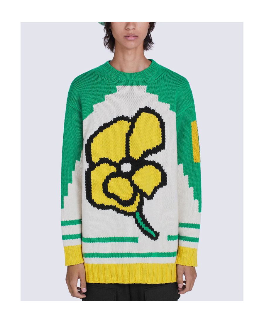 Kenzo Floral-print Knit Jumper In White