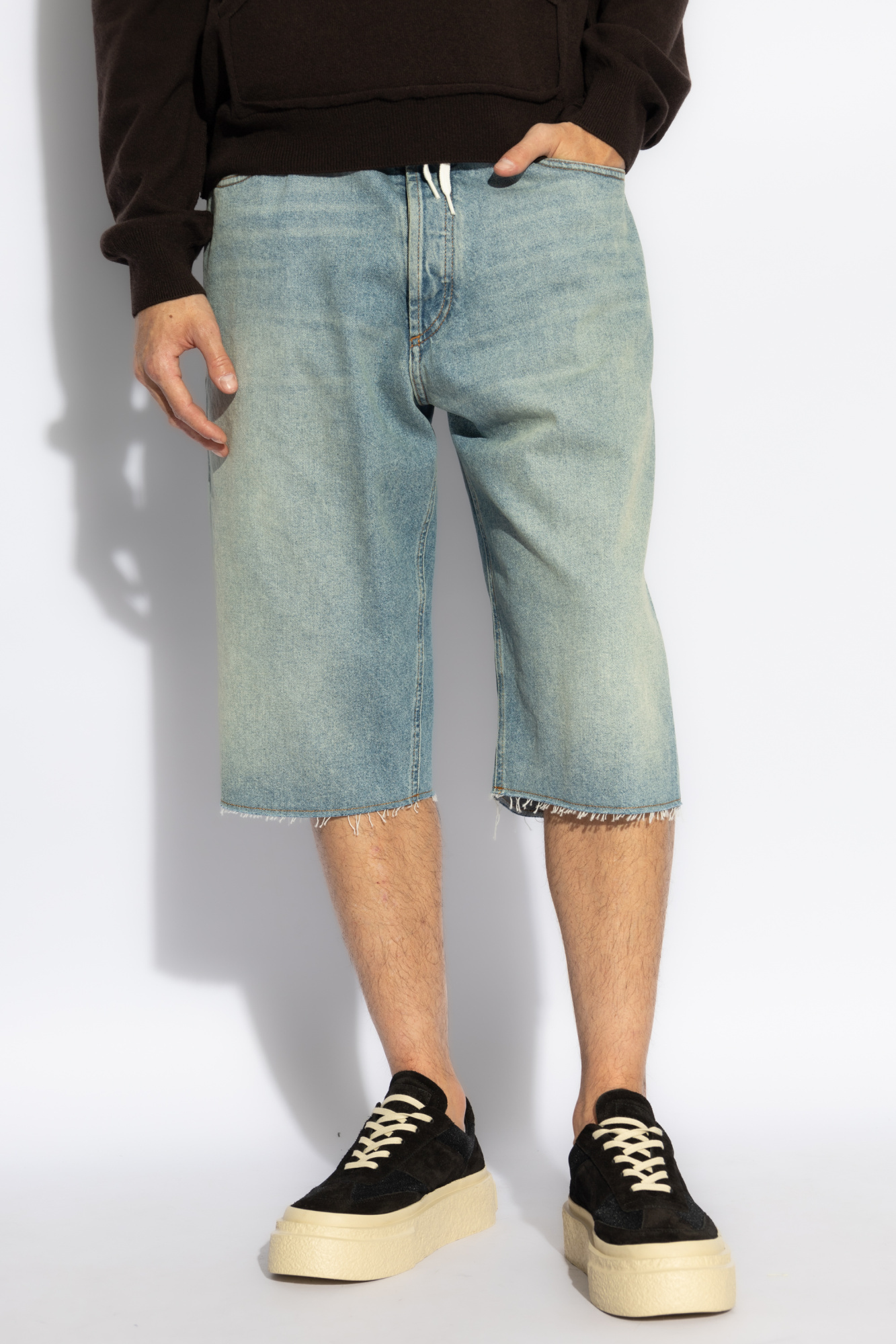 Mm6 Maison Margiela Mm6 By Maison Margiela Blue Mid-thigh Denim Shorts In Gray