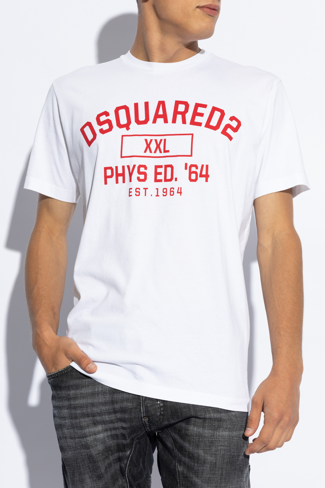 Dsquared2 White Cotton T-shirt With Phys Ed. '64 Logo In White