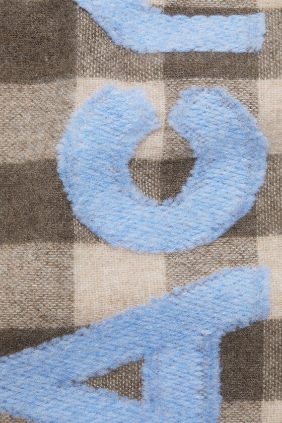Acne Studios Jacquard-logo Checked Scarf In Gray