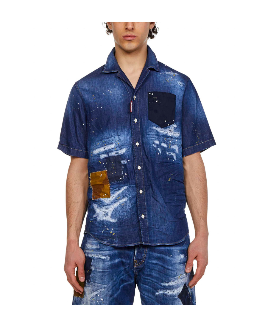 Dsquared2 Short-sleeved Denim Shirt In Blue