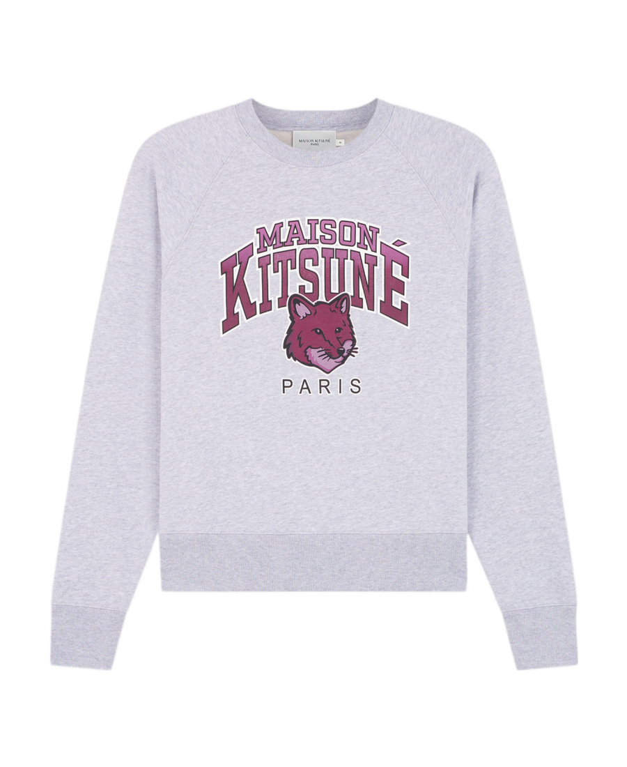 Maison Kitsuné Crewneck Sweatshirt With Logo Print In Gray