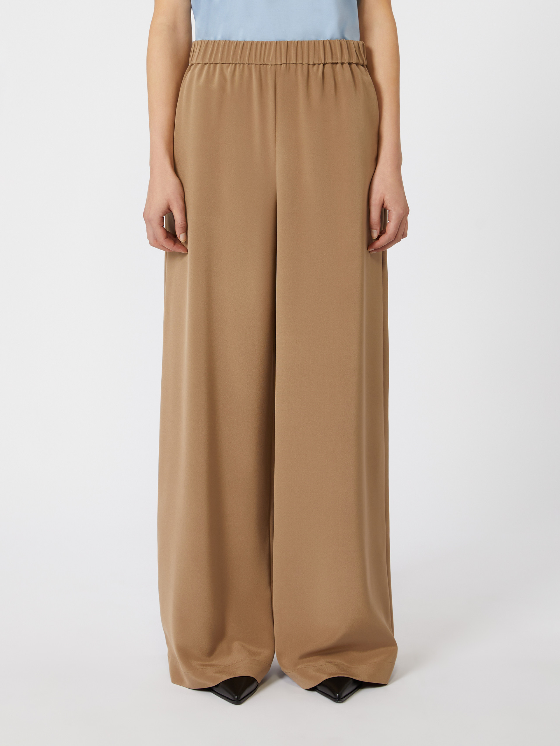 Max Mara Bonn Silk-blend Wide-leg Pants In Pink