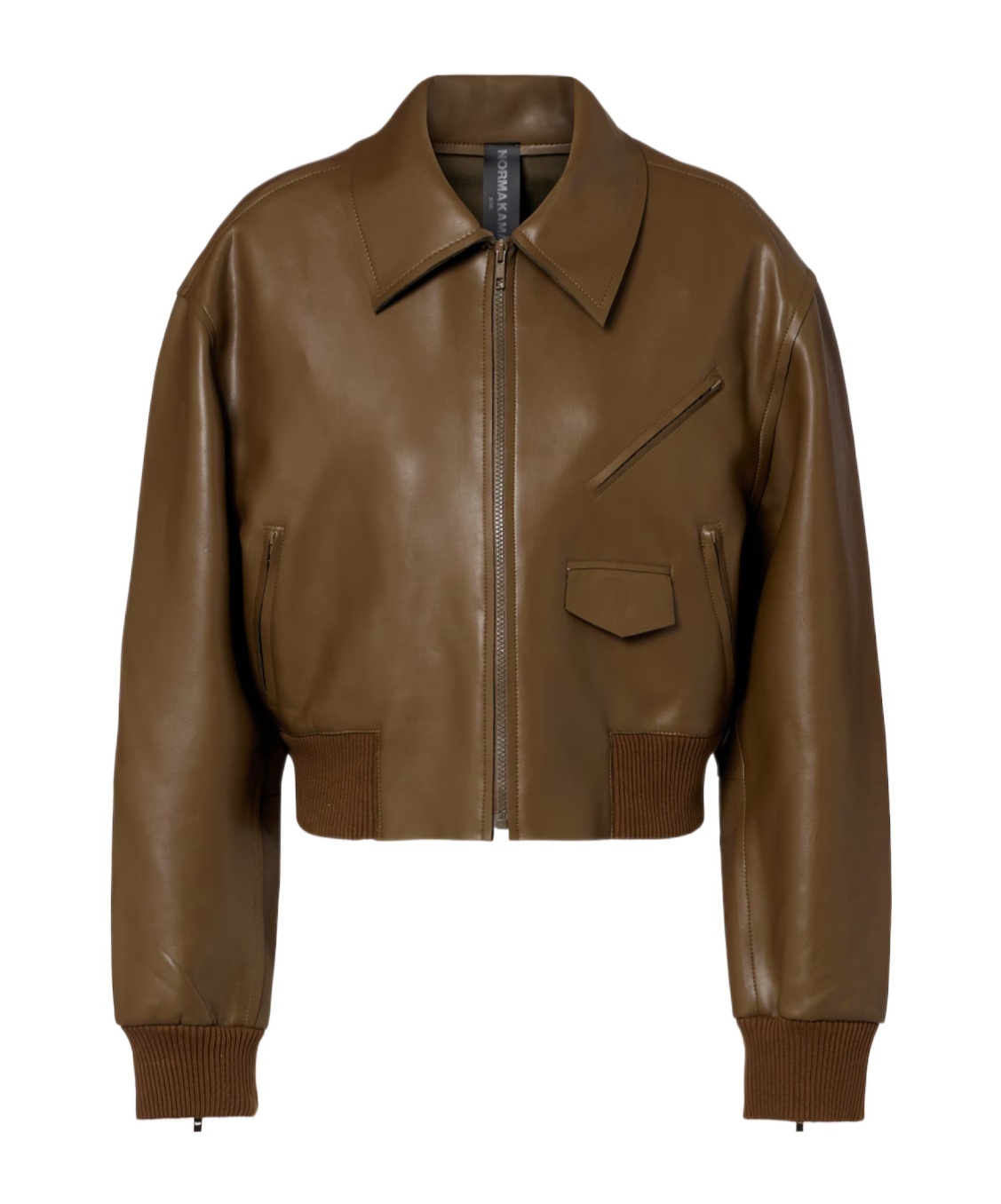 Norma Kamali Oversized Turtleneck Bomber Jacket To Waist In Brown