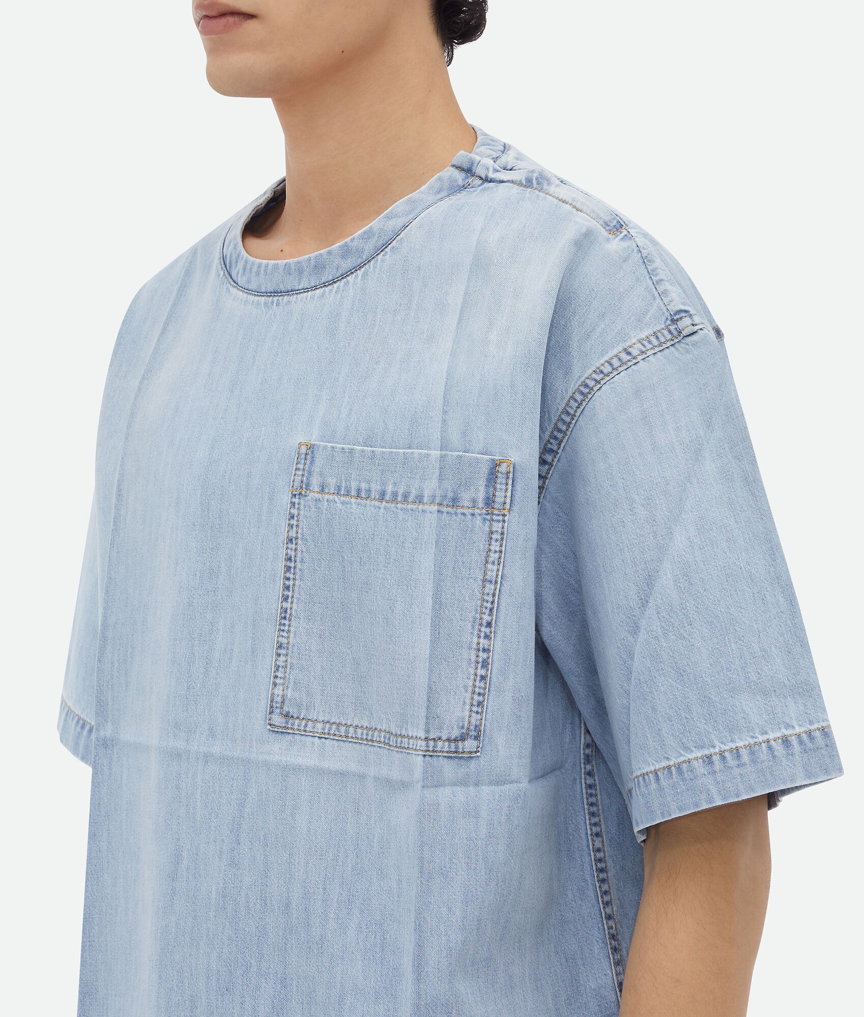 Bottega Veneta Bleached-denim T-shirt In Gray