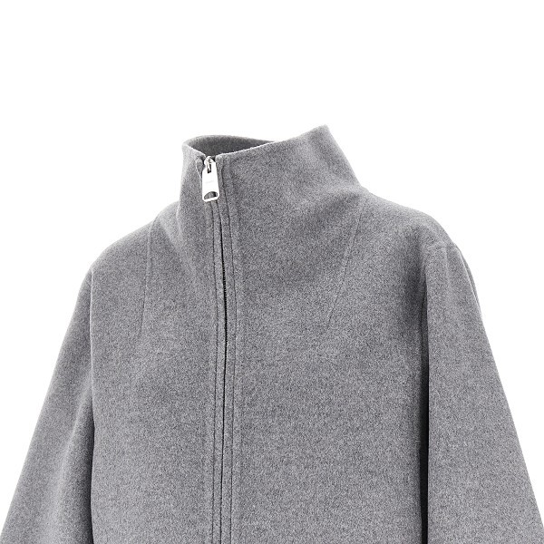 Khaite Garret High-neck Zip-front Jacket In Gray