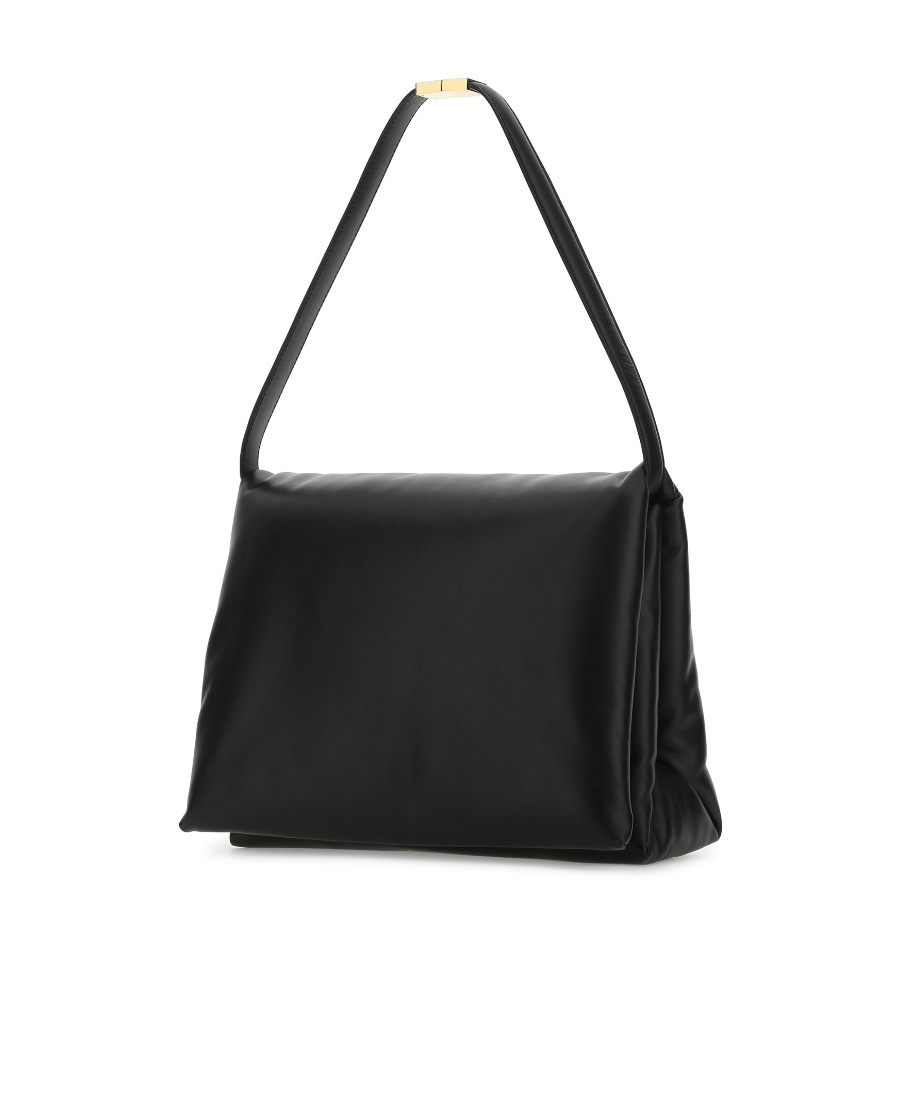 Marni Large Black Calsfkin Prisma Bag In Black