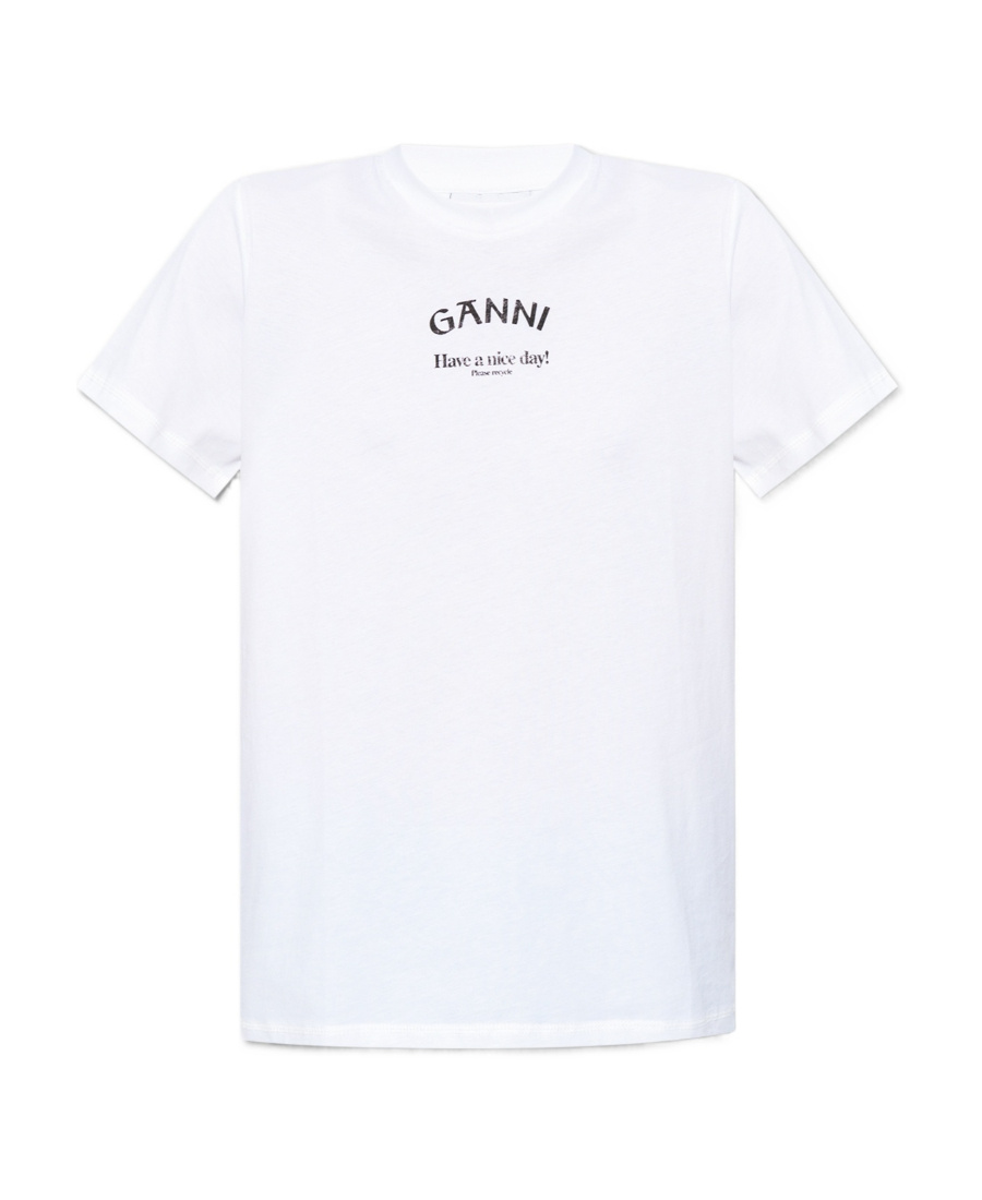 Ganni Thin Jersey Relaxed O-neck T-shirt Bright White Xxs In White