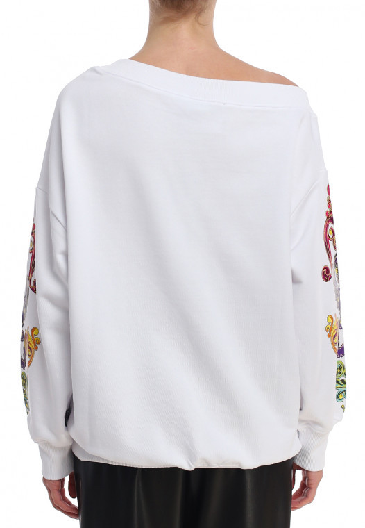 Versace Jeans Printed Detail Hoodie In White