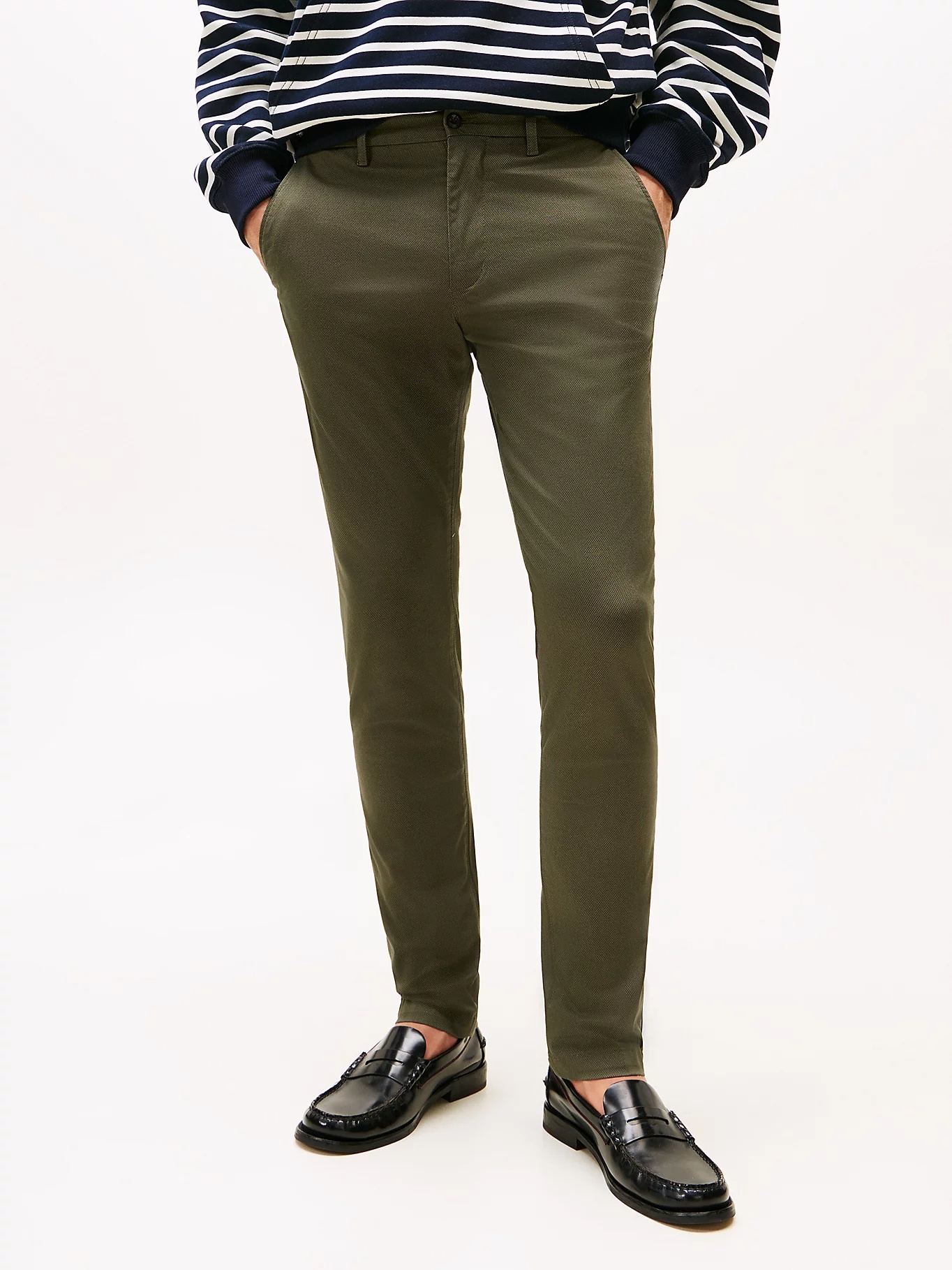 Tommy Hilfiger Casual Pants With Belt Loops In Green
