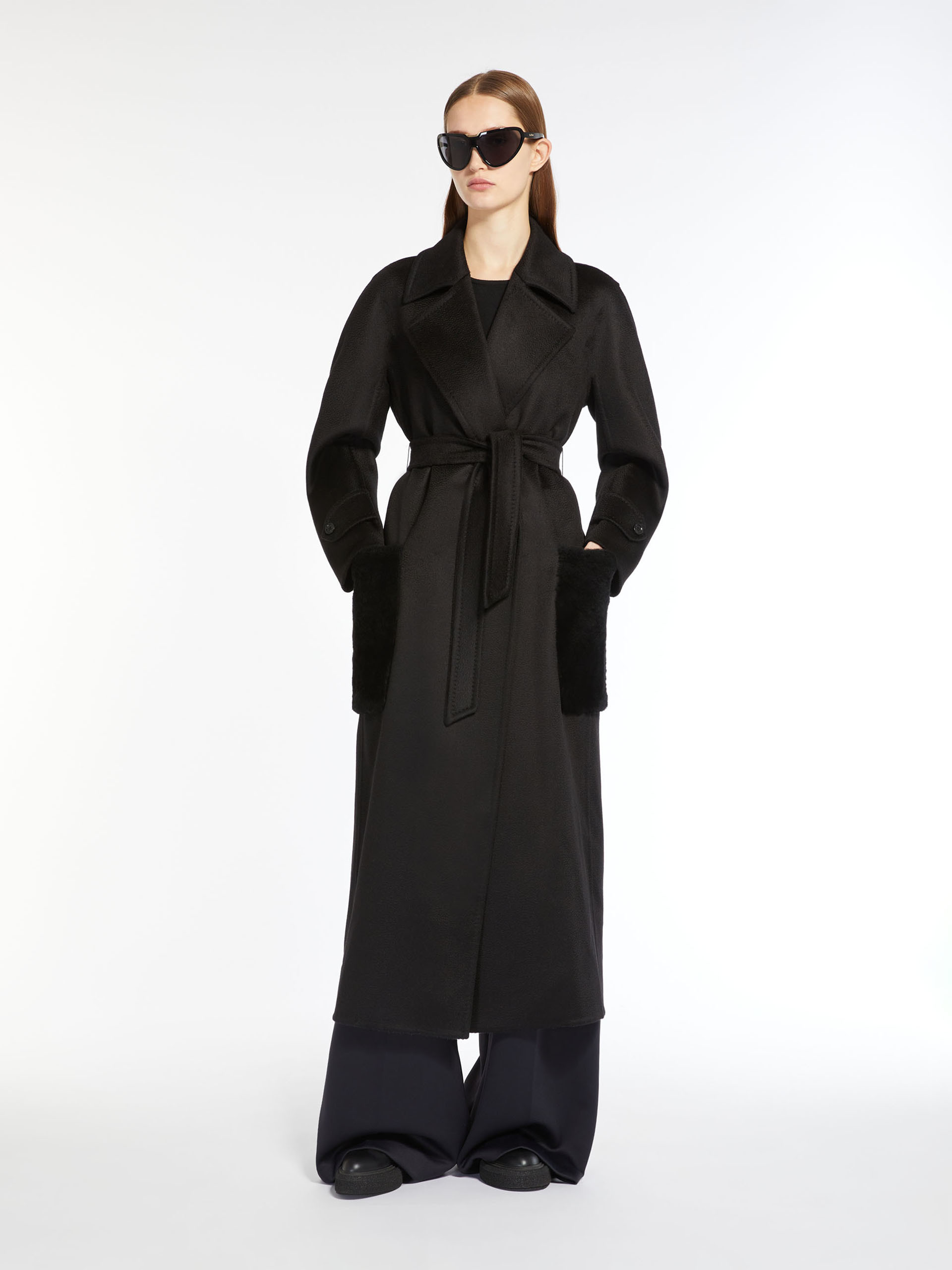 Max Mara Cashmere Robe Coat In Black