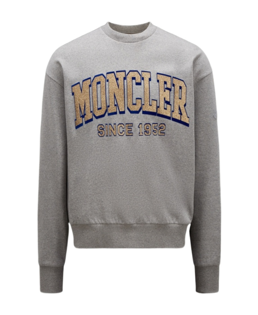 Moncler Logo-print Crew-neck Jumper In Gray