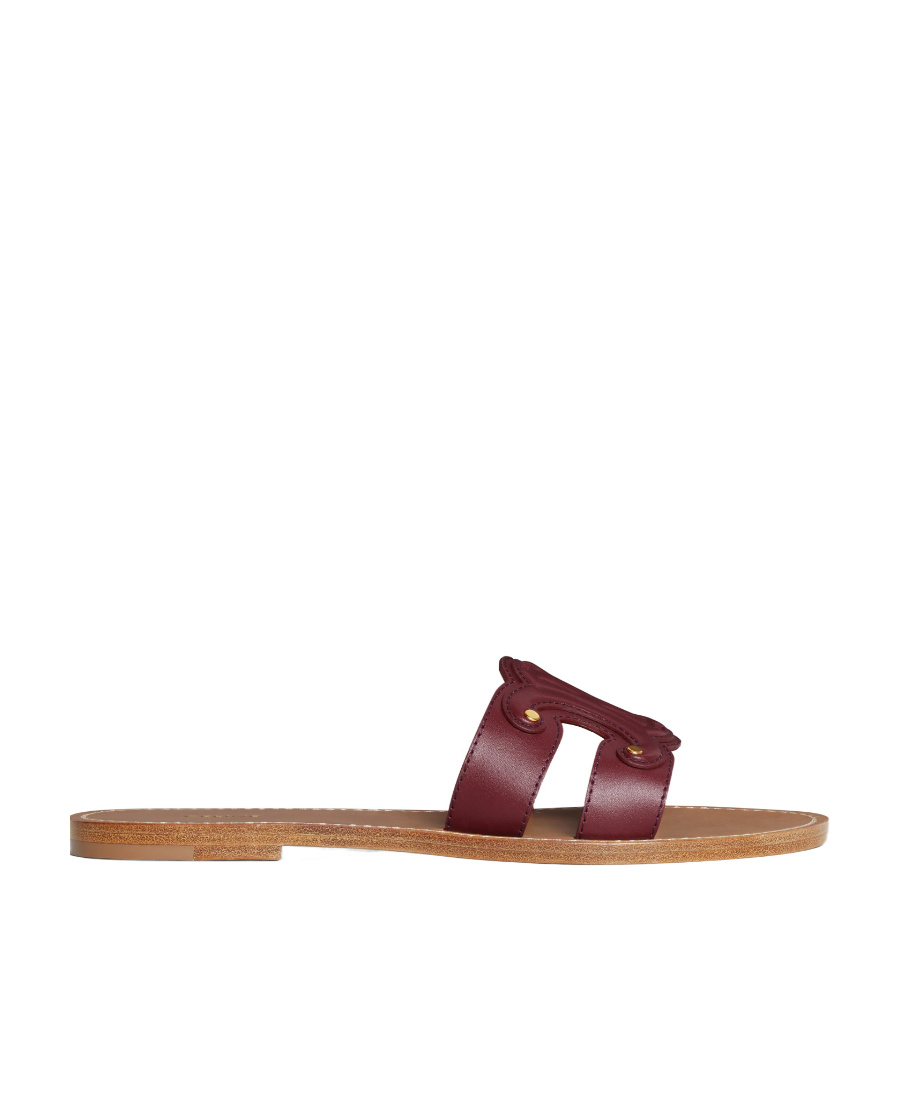 Celine Triomphe Calfskin Muller Shoes In Red