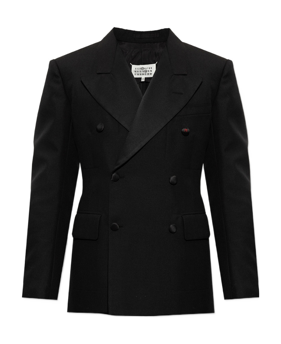 Maison Margiela Double-breasted Grain De Poudre Wool And Mohair-blend Blazer In Black