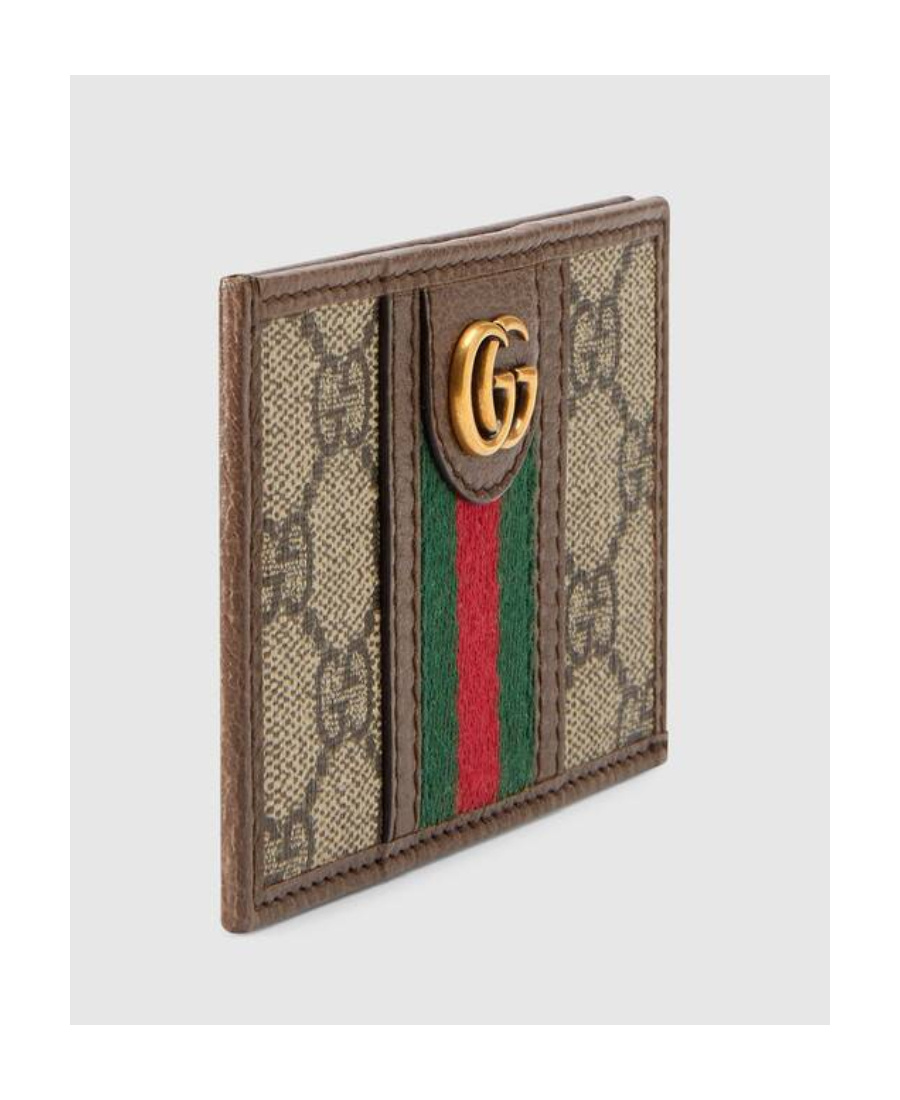 Shop Gucci Ophidia Gg Card Case In Brown