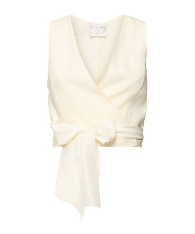 Forte Forte Chic Linen Canvas Crossed Top