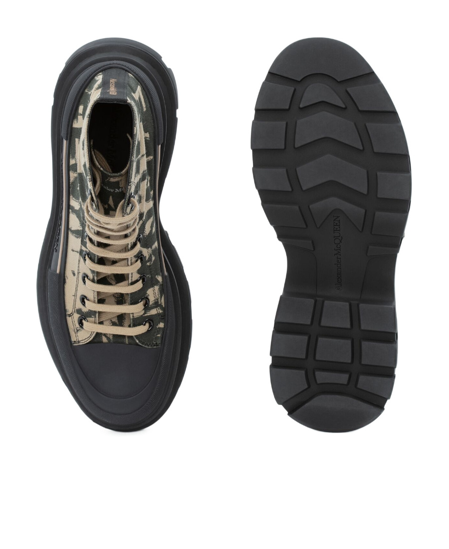Alexander Mcqueen Men's Tread Slick Graffiti High-top Sneakers In Black