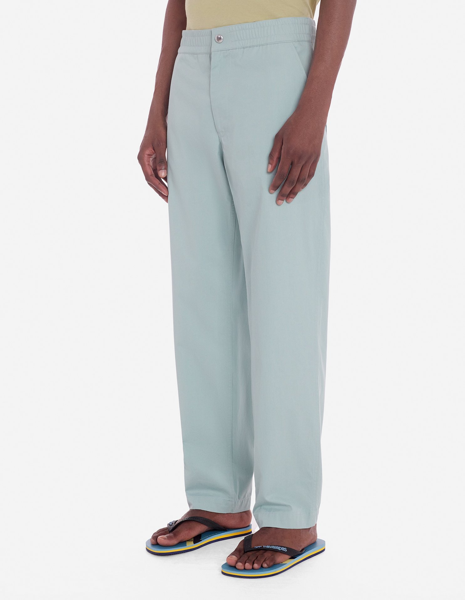 Maison Kitsuné Casual Cotton Trousers With Elasticated Waistband In Blue