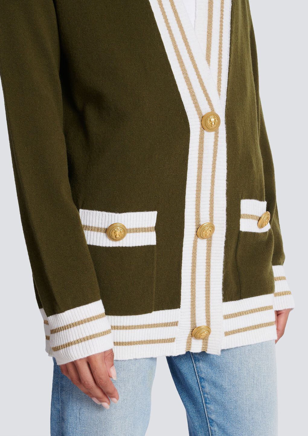 Balmain Button-front Knitted Cardigan In Brown