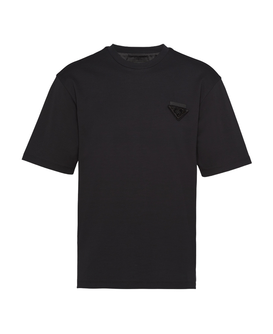 Prada Short Sleeved Crewneck T-shirt In Black