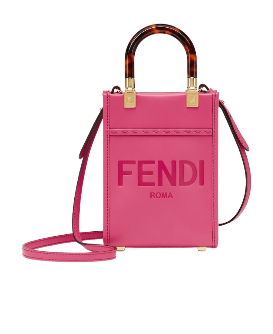 Fendi Woman Fuchsia Leather Mini Sunshine Handbag In Red