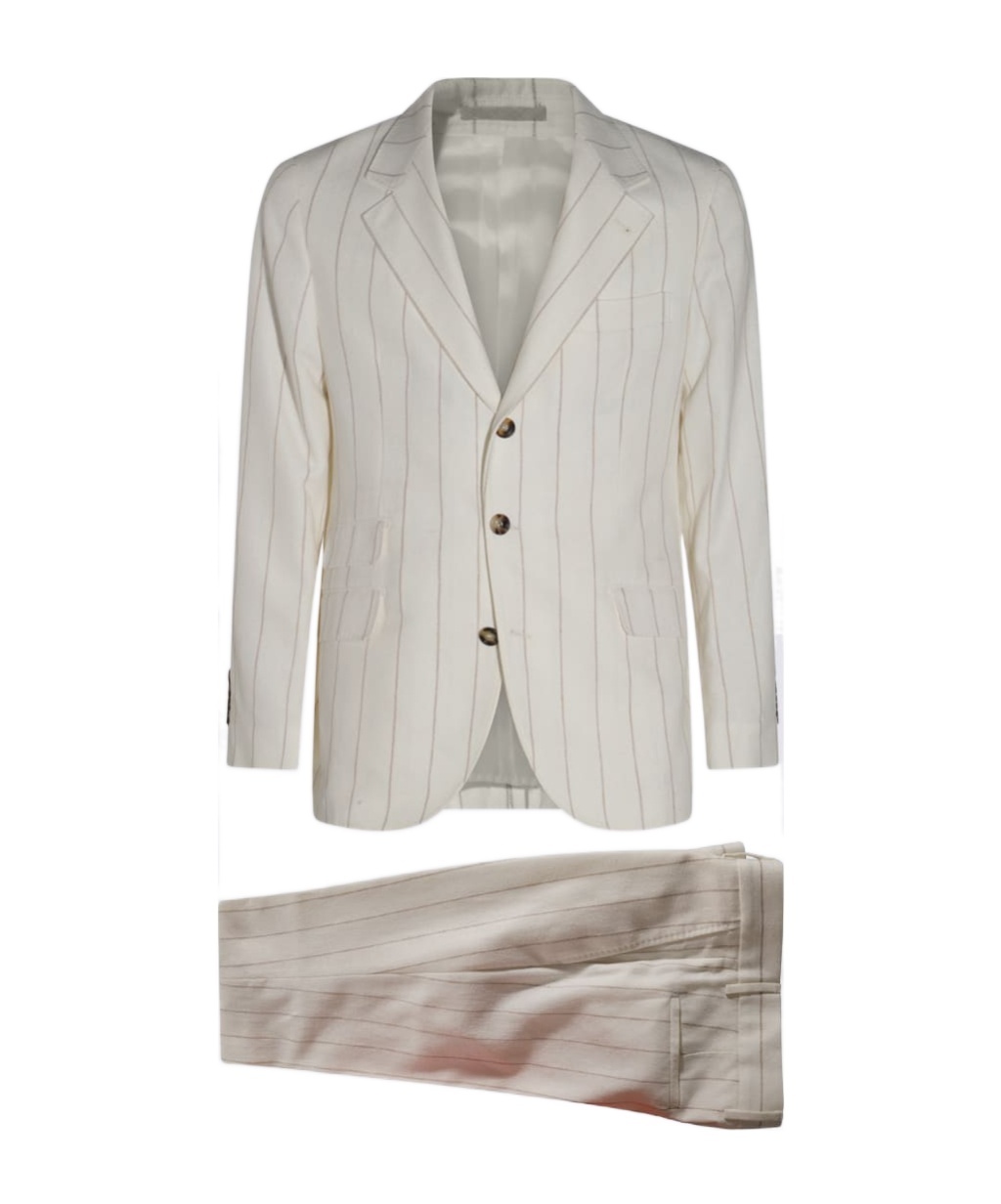 Brunello Cucinelli Linen-cotton Blend Suit In White