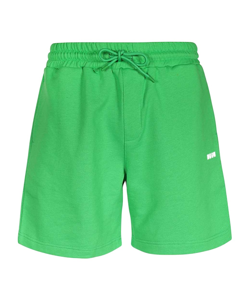 Msgm Elasticated-waistband Logo-detail Shorts In Green