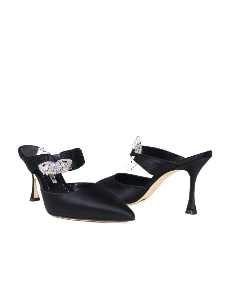 Manolo Blahnik Pointed Shoes With Exposed Heels In Black