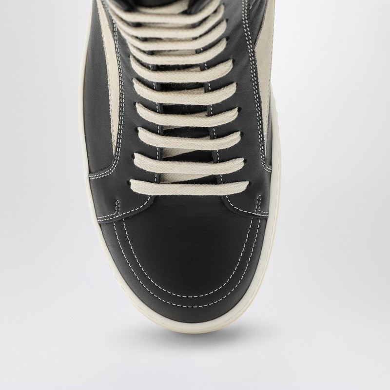 Rick Owens Men Leather High Vintage Sneaks In Black