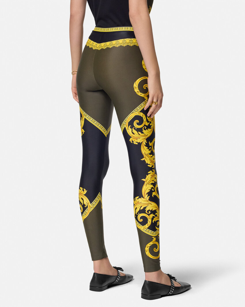 Versace La Coupe Des Dieux Print Leggings In Brown