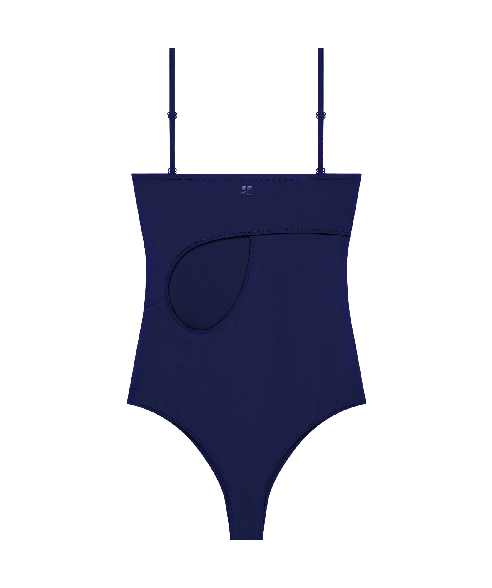 Courrèges Legacy Square Neck Swimsuit With Adjustable Straps In Blue